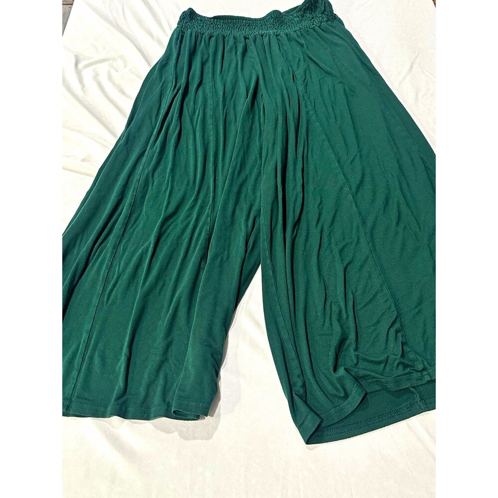 Earthbound Trading Co Forest Green Wide Leg Palazzo Pants Elastic Waist L